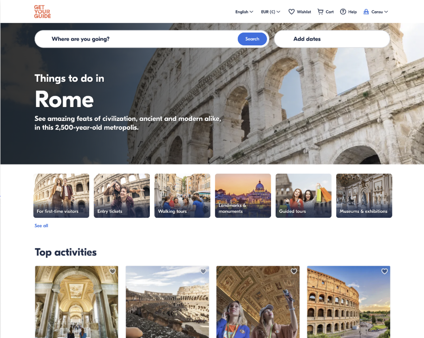 Feature #1 in production: new groupings (themes) showcased on the destination discovery page