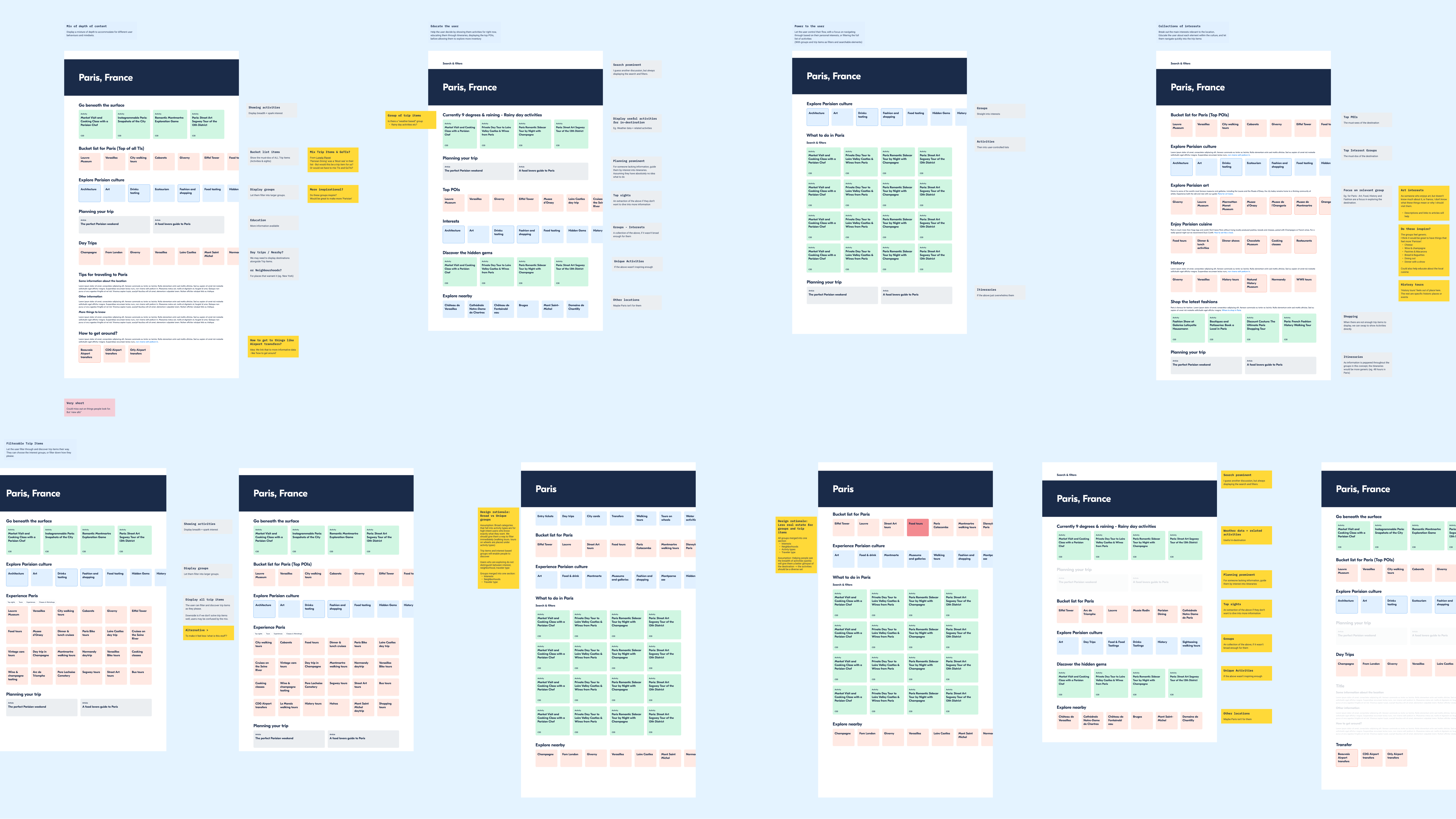 Early concept test explorations for the discovery experience
