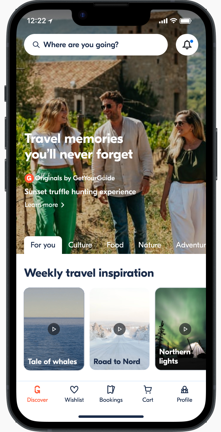 NTR high fidelity mockup — main screen