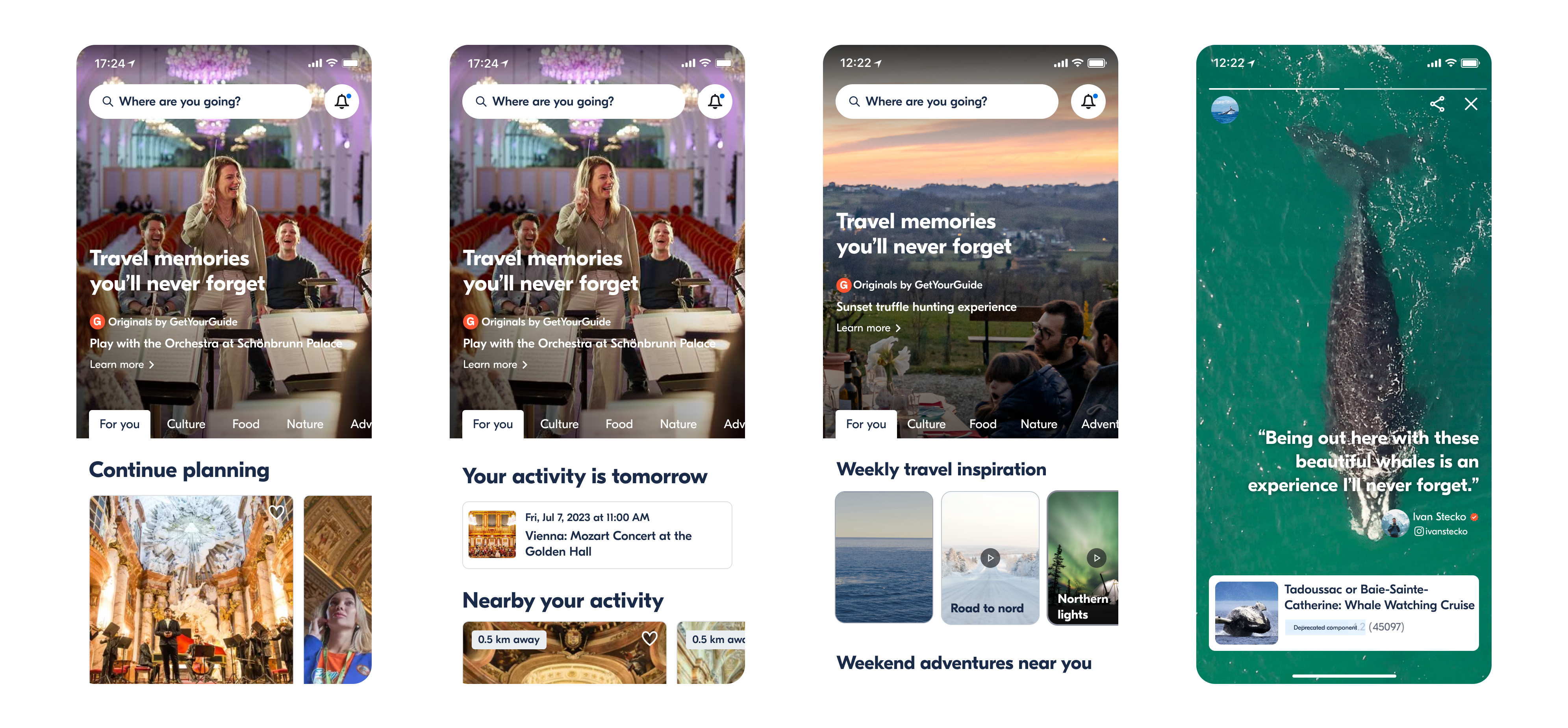 Two phone mockups previewing the redesigned homepage for returning users